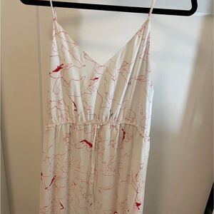 Aritzia Babaton Casimir medium White and Red Spaghetti Strap Dress